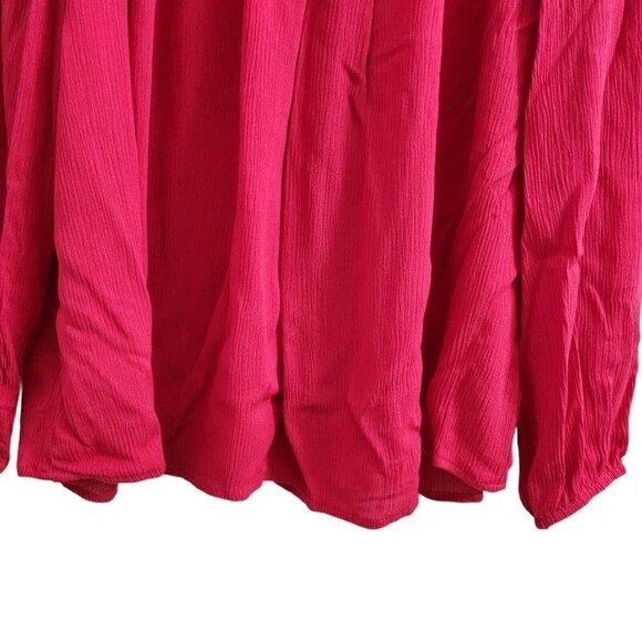 Torrid Blouse 1X Red Crinkle Gauze Crochet Detail Top‎ Longsleeve Casual - Picture 3 of 12